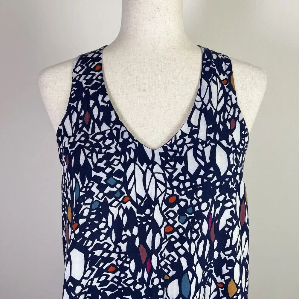 Anthropologie Edme and Esyllte‎ Dress Size Small Blue Tank Cross Back Boho Beach